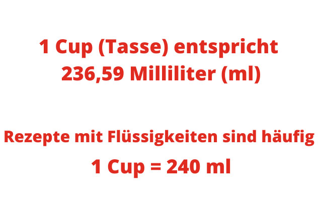 1 Cup = 240 ml