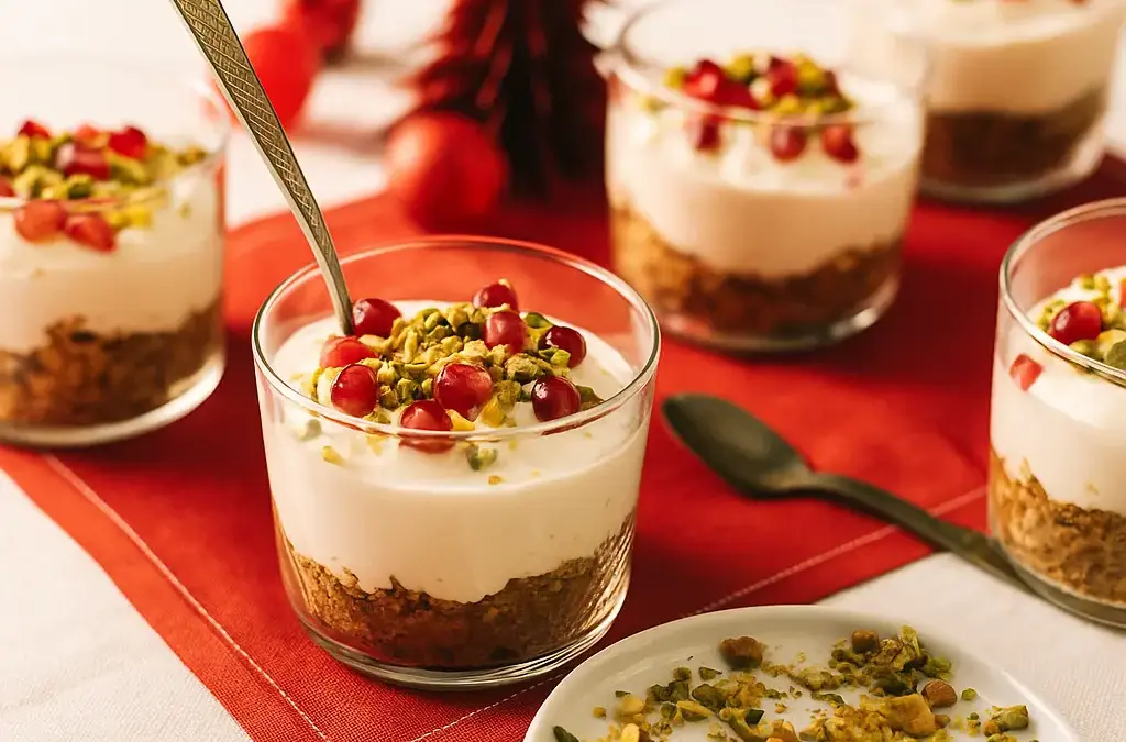 Granola selbst gemacht mit Datteln Cheesecake im Glas