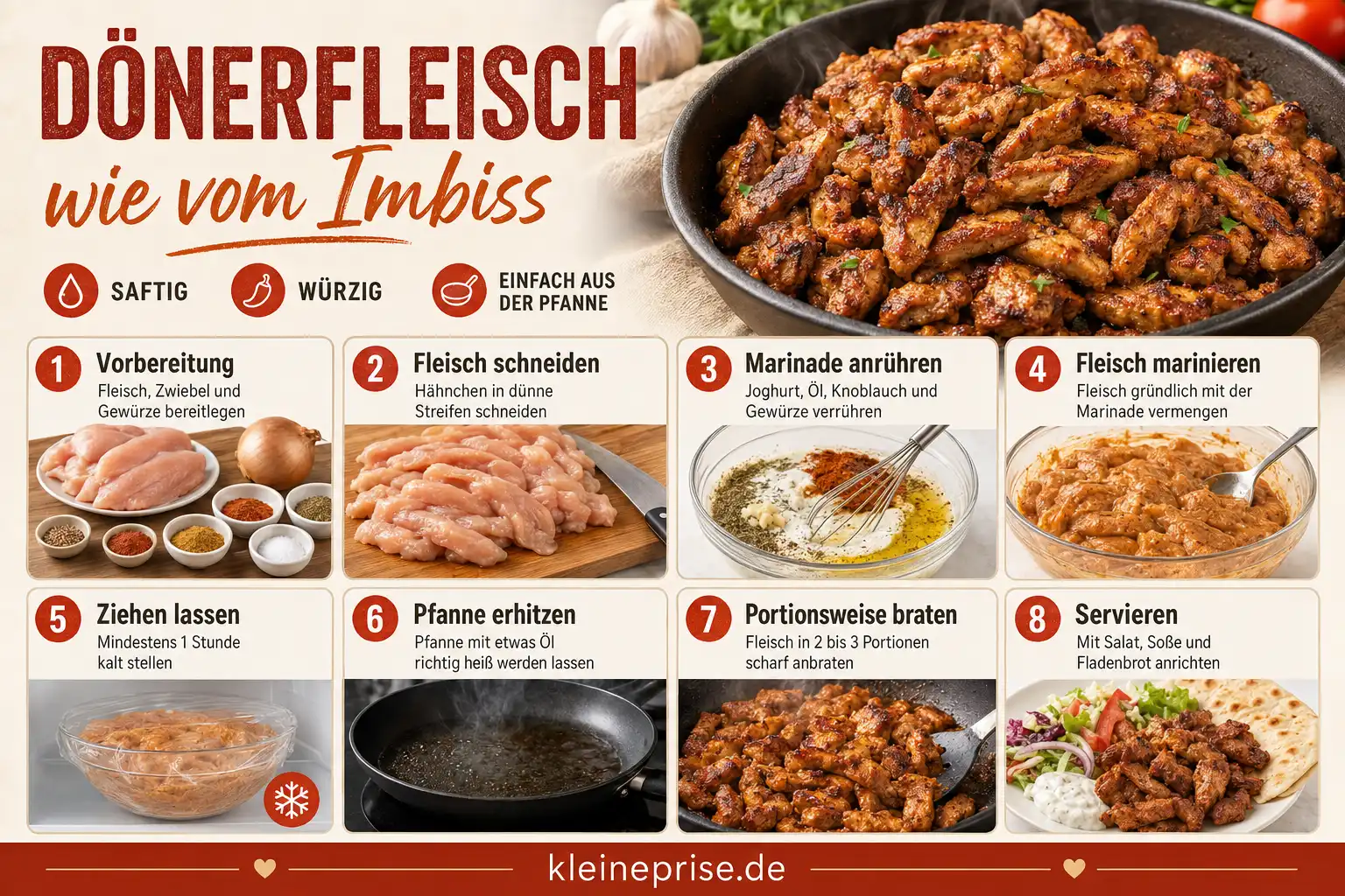 Dönerfleisch wie vom Imbiss Schritt für Schritt Anleitung Schritt für Schritt Anleitung für Dönerfleisch wie vom Imbiss mit 8 Zubereitungsschritten