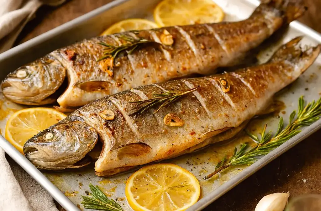 Brägele (Bratkartoffeln) Forelle mit Kräutern