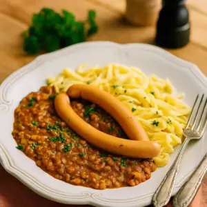 Schwäbische Linsen mit Spätzle Linsen mit Spätzle