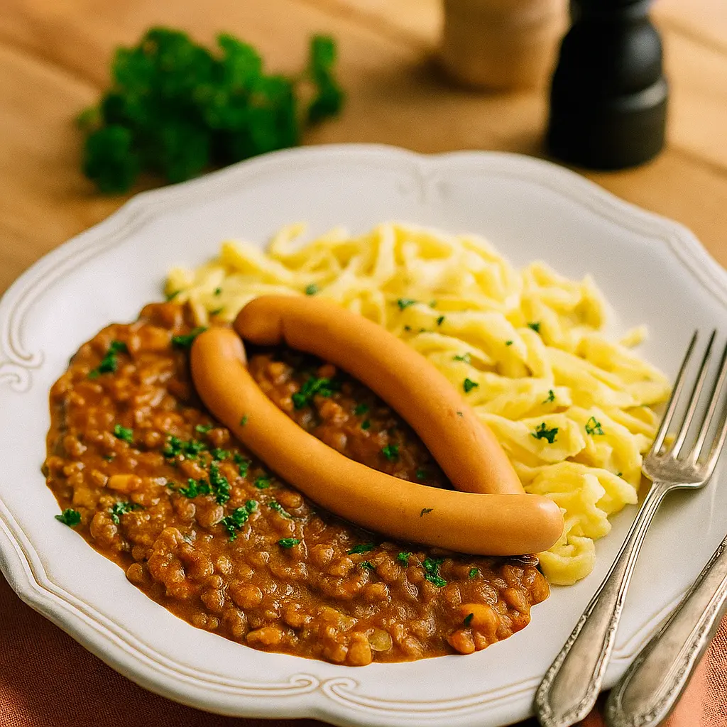 Linsen mit Spätzle