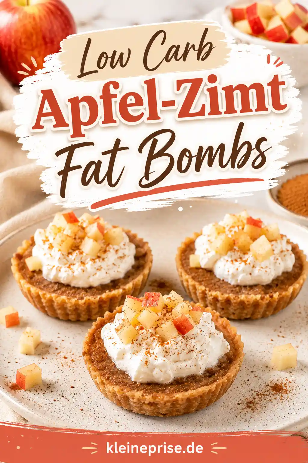 Low Carb Apfel Zimt Fat Bombs ohne Zucker Pinterest Bild für Low Carb Apfel Zimt Fat Bombs ohne Zucker mit Apfelstückchen und Zimt