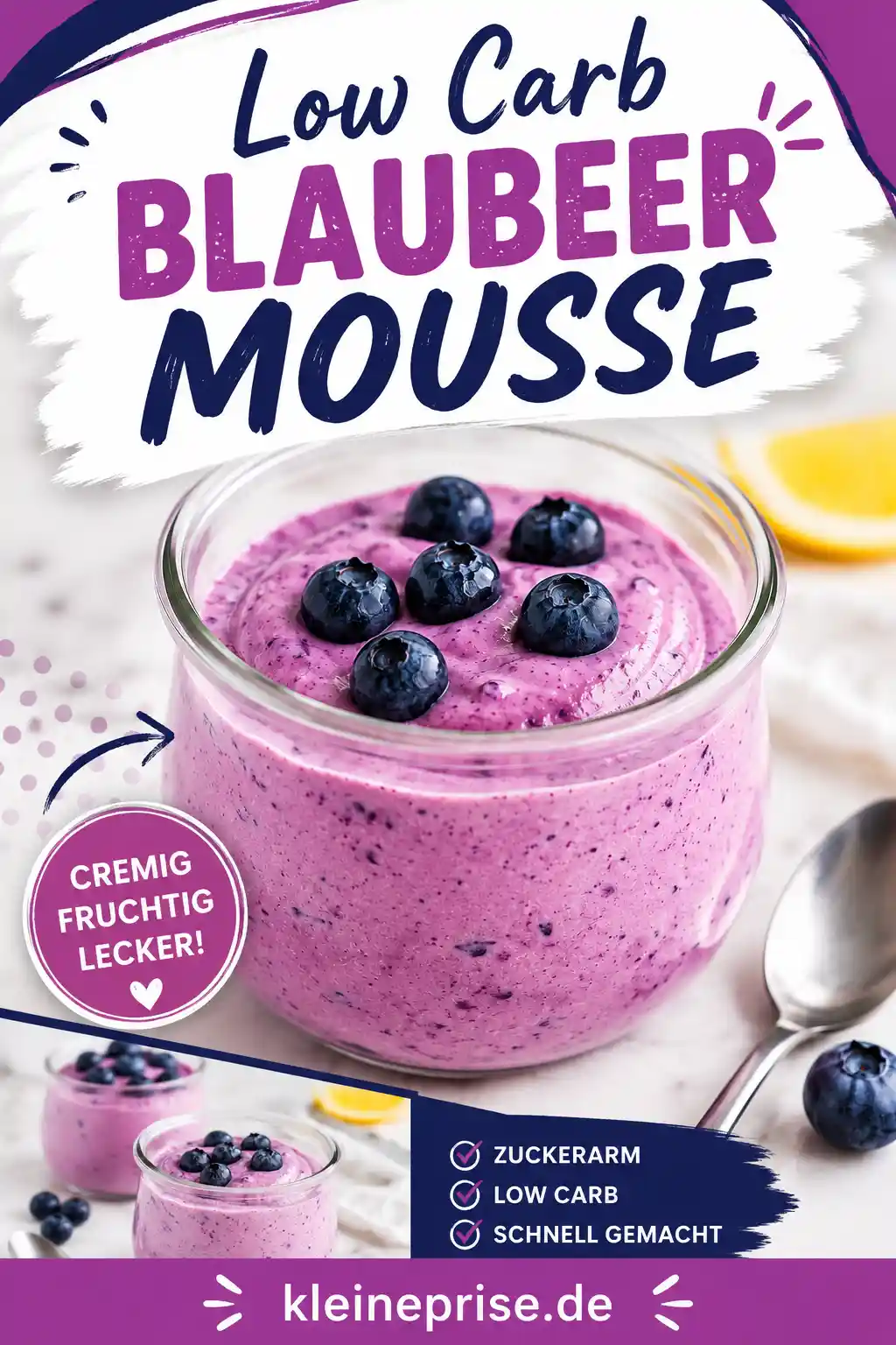 Low Carb Blaubeer Mousse Pinterest Pinterest Bild für Low Carb Blaubeer Mousse mit cremigem Dessert im Glas und Blaubeeren