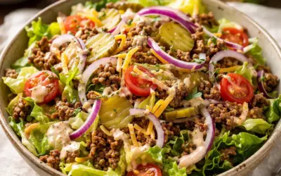 Einfache Rezepte und Spielideen für Kinder Low Carb Cheeseburger Salat