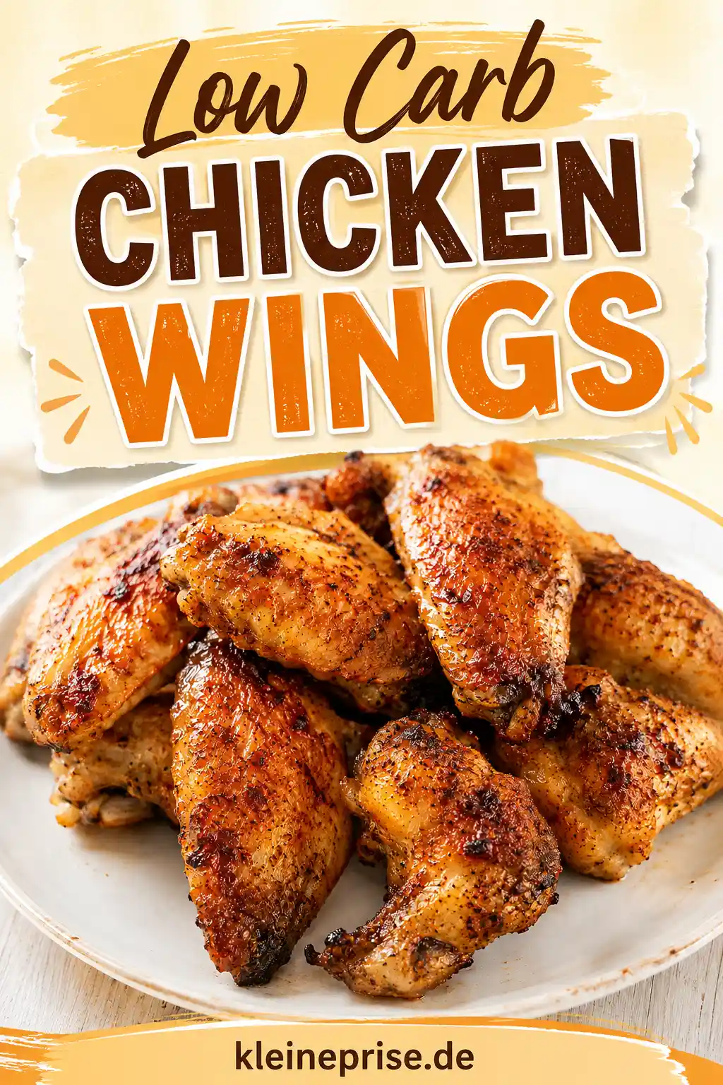 Low Carb Chicken Wings Pinterest Grafik Pinterest Grafik mit knusprigen Low Carb Chicken Wings und dem Schriftzug Low Carb Chicken Wings