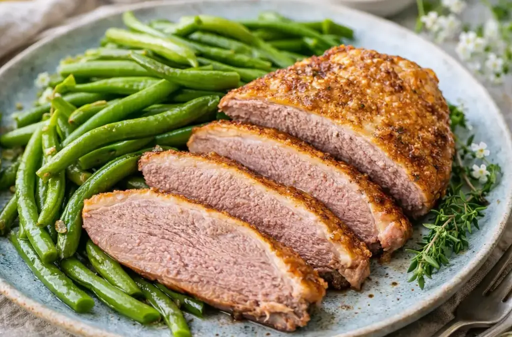 Rinderrouladen mit Rotkohl und Kartoffelklößen Low Carb Entenbrust mit grünen Bohnen