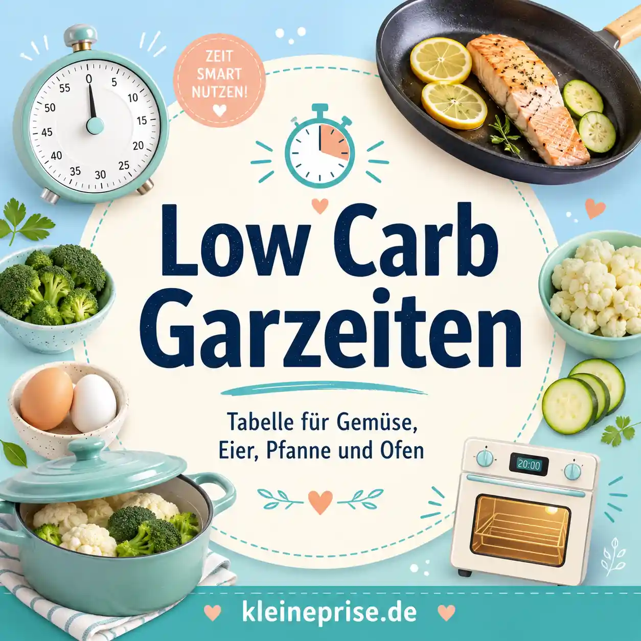 Low Carb Garzeiten: Tabelle für Gemüse, Eier, Pfanne und Ofen Low Carb Garzeiten: Tabelle für Gemüse, Eier, Pfanne und Ofen | Kleine Prise
