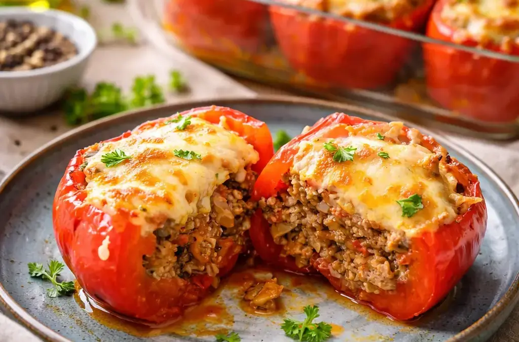 Kürbisauflauf Low Carb Gefüllte Paprikas