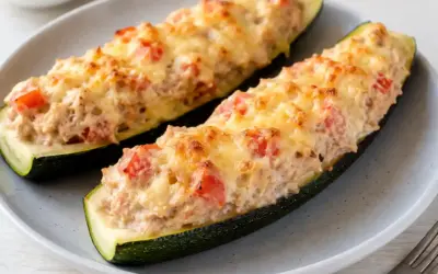 Einfache Rezepte und Spielideen für Kinder Low Carb Gefüllte Zucchinis mit Thunfisch aus dem Ofen