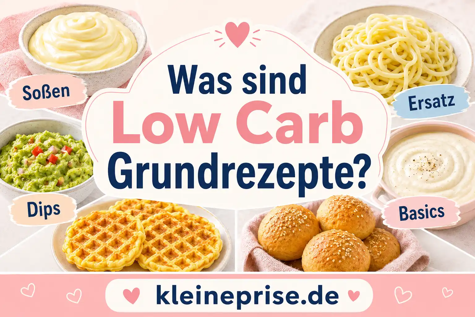 Was sind Low Carb Grundrezepte? Infografik Was sind Low Carb Grundrezepte mit Soßen, Dips, Ersatz und Basics für die Low Carb Küche