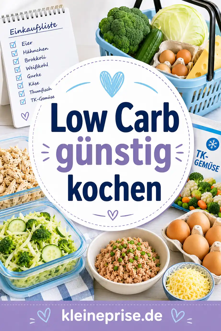 Low Carb günstig kochen Pinterest Bild Pinterest Bild zu Low Carb günstig kochen mit Einkaufsideen, Meal Prep und einfachen Low-Carb-Zutaten