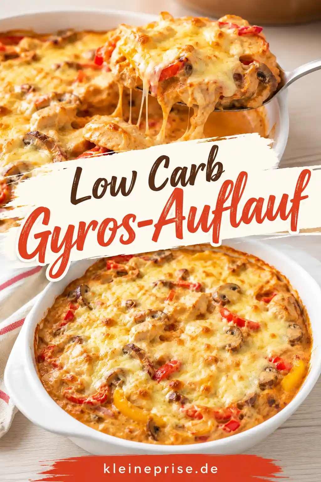 Low Carb Gyros-Auflauf Pinterest Bild Pinterest Bild für Low Carb Gyros-Auflauf mit cremigem Hähnchenauflauf und geschmolzenem Käse