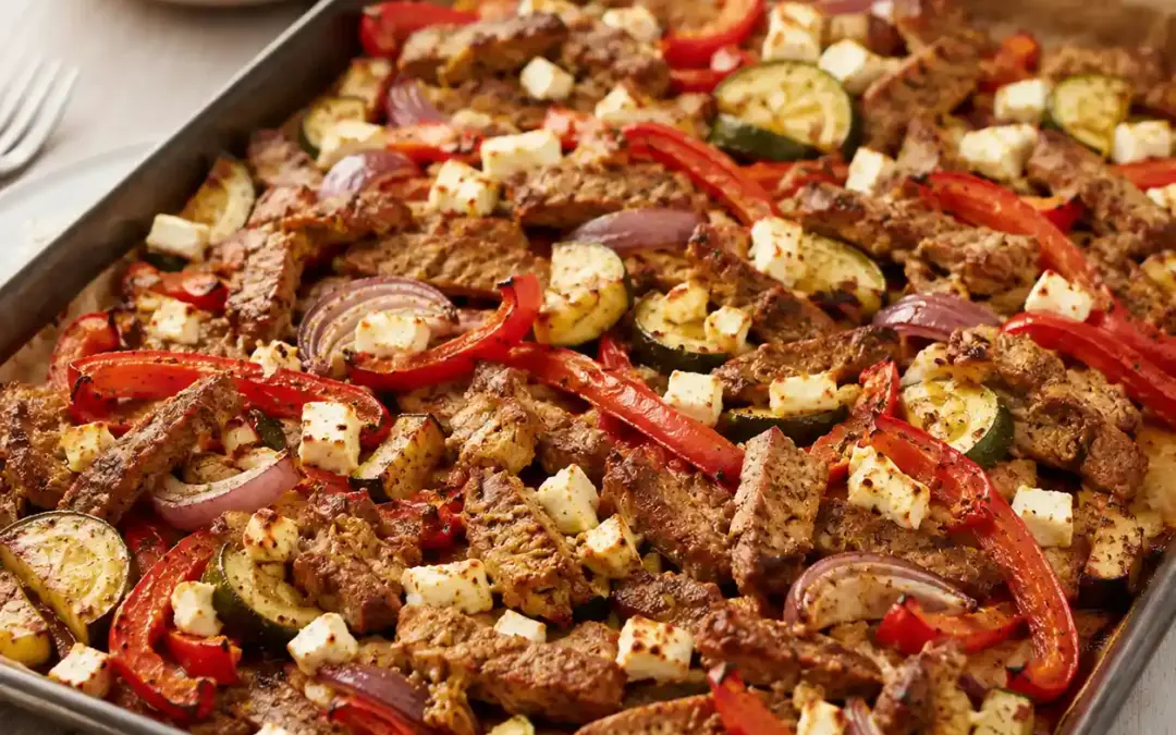 Low Carb Götterquark Rezept Low Carb Gyros vom Blech mit Gemüse und Feta