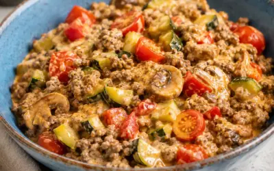 Yellowstone Kochbuch Rezepte Low Carb Hackfleisch-Gemüse-Pfanne einfach und cremig