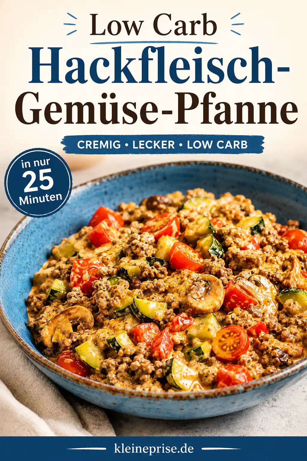 Low Carb Hackfleisch Gemüse Pfanne Pinterest Pinterest Bild für Low Carb Hackfleisch Gemüse Pfanne mit cremigem Hackfleisch, Gemüse und großer Rezept Überschrift
