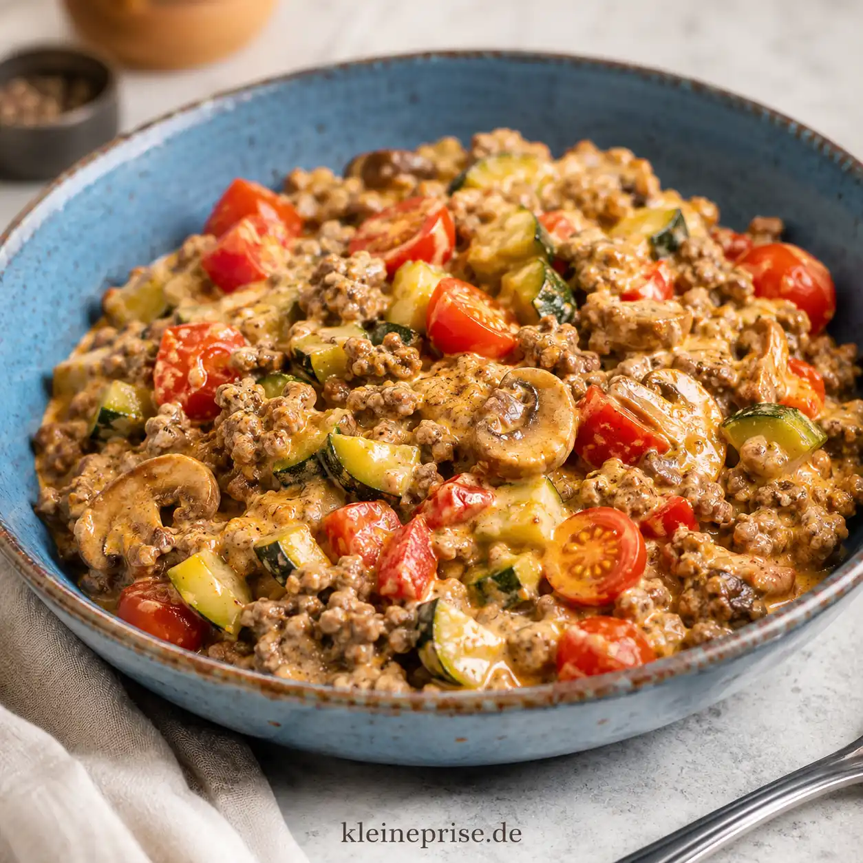 Low Carb Hackfleisch-Gemüse-Pfanne einfach und cremig Low Carb Hackfleisch-Gemüse-Pfanne einfach und cremig | Kleine Prise