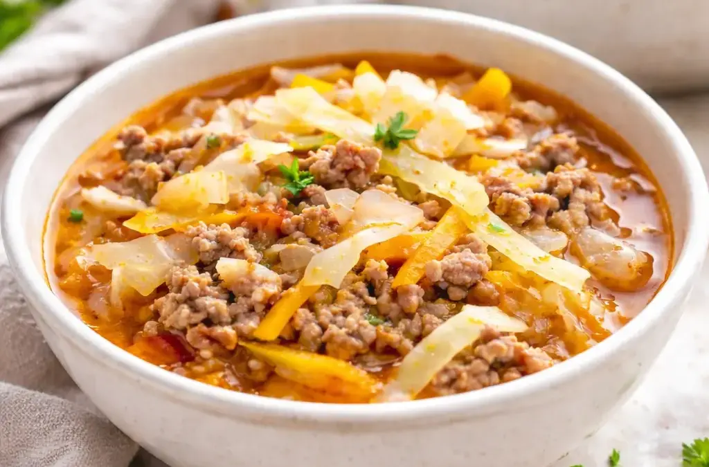 Rinderrouladen mit Rotkohl und Kartoffelklößen Low Carb Hackfleisch-Weißkohl Suppe