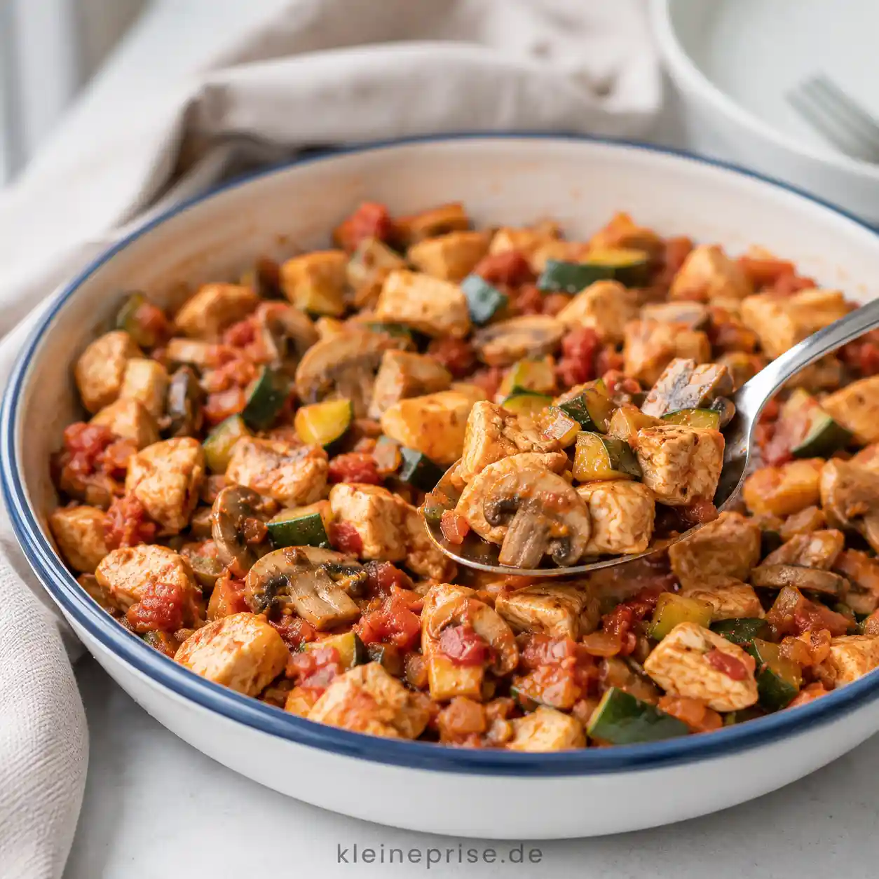 Low Carb Hähnchen-Zucchini-Pfanne mit Pilzen Low Carb Hähnchen-Zucchini-Pfanne mit Pilzen | Kleine Prise