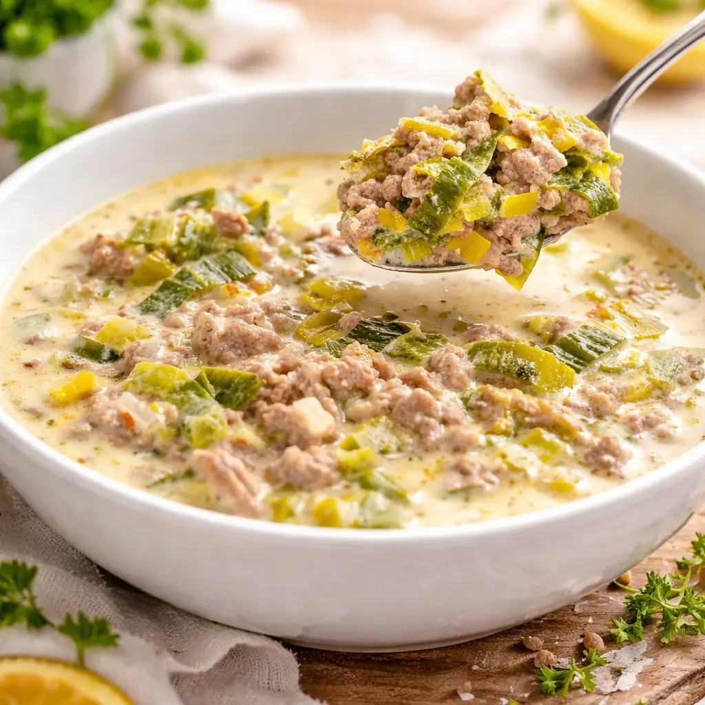 Low Carb Käse-Lauch-Suppe mit Hackfleisch Low Carb Käse-Lauch-Suppe mit Hackfleisch | Kleine Prise