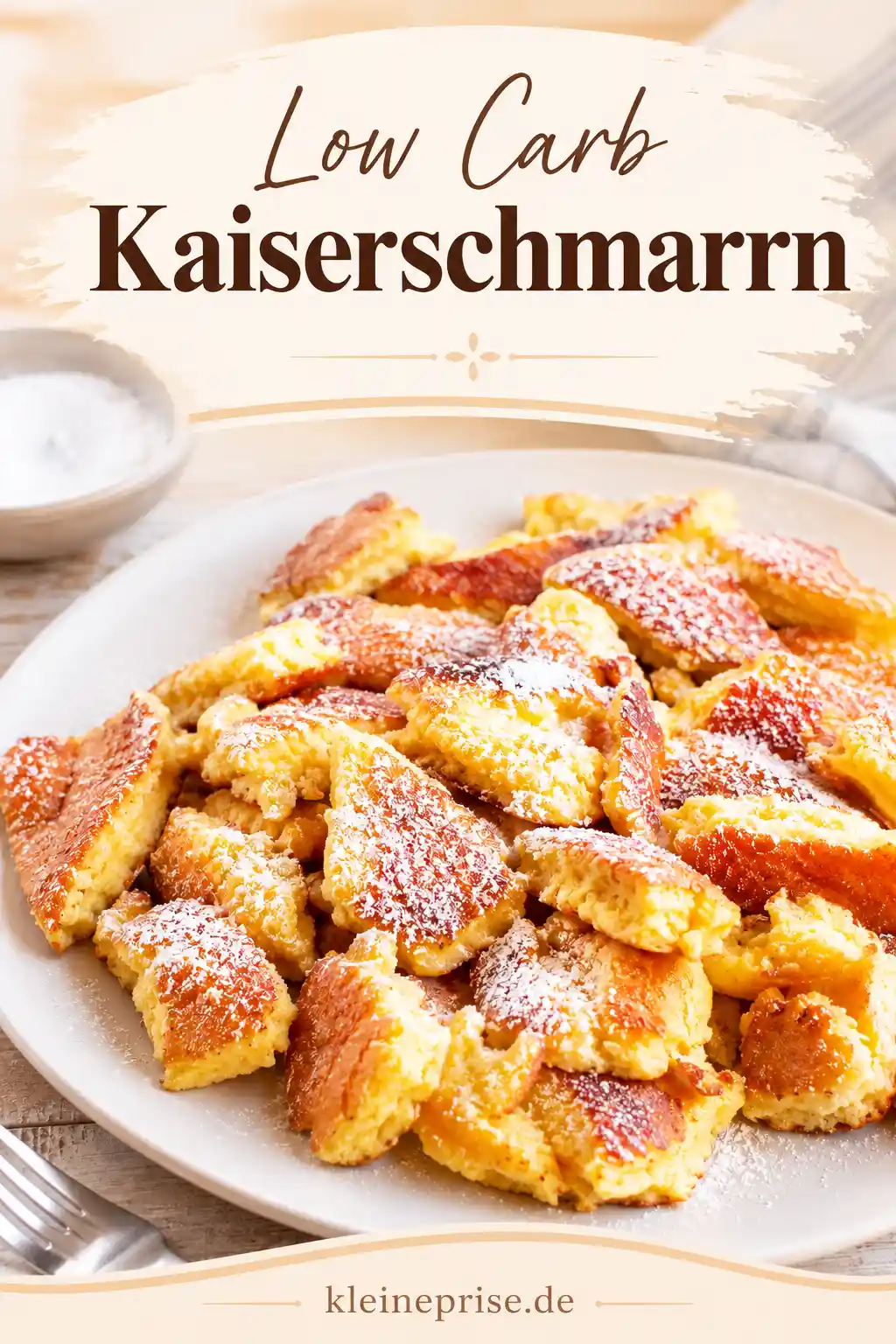 Low Carb Kaiserschmarrn Pinterest Bild Pinterest Grafik für Low Carb Kaiserschmarrn mit goldbraunen Kaiserschmarrn Stücken