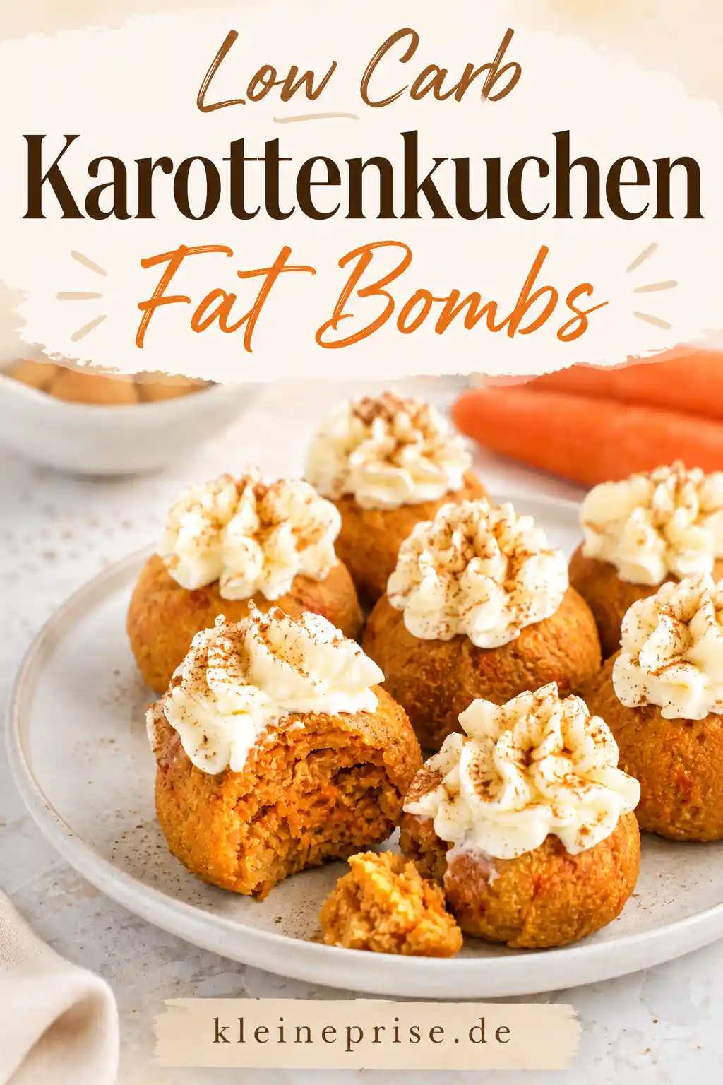 Low Carb Karottenkuchen Fat Bombs Pinterest Pinterest Grafik für Low Carb Karottenkuchen Fat Bombs mit Frischkäsecreme