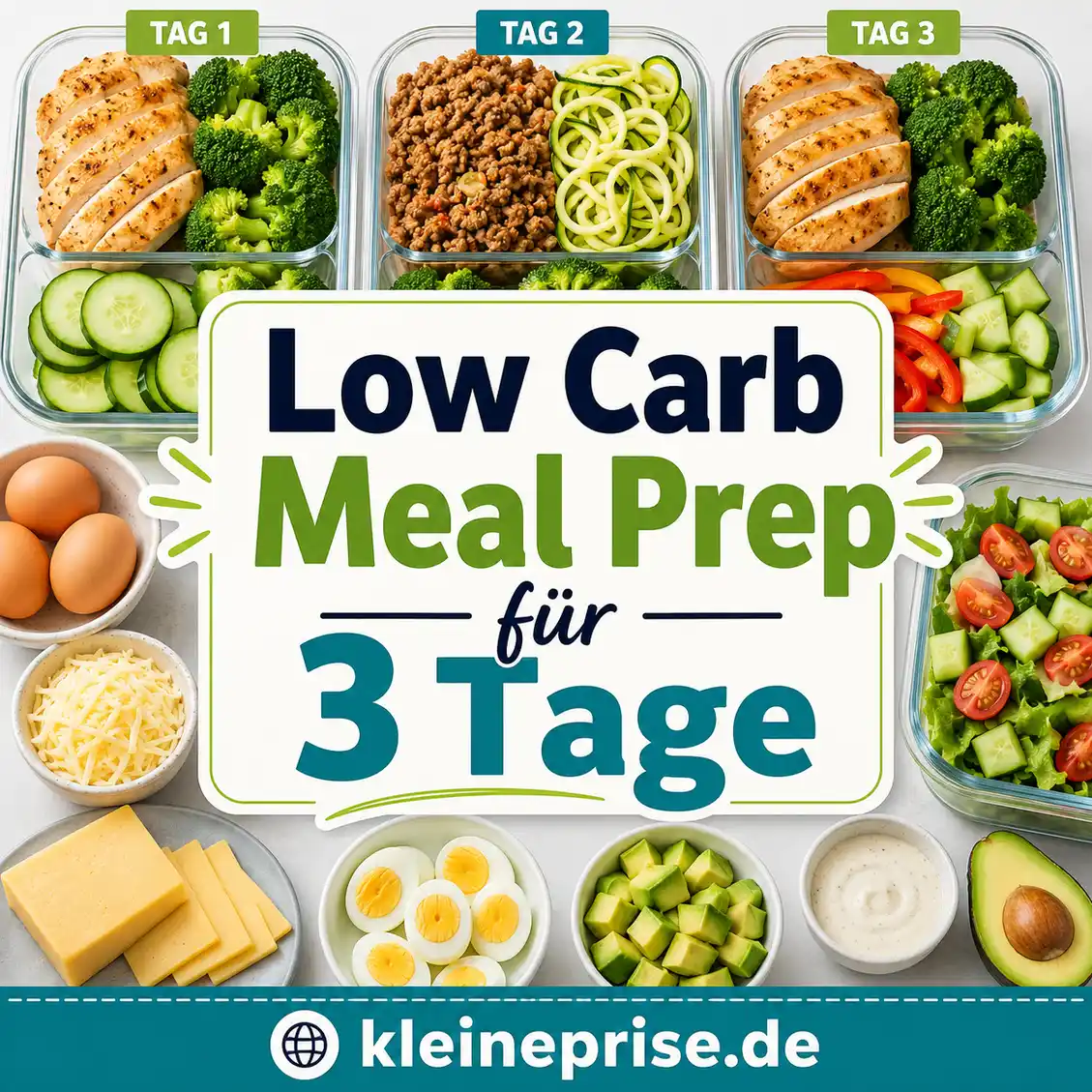 Low Carb Meal Prep für 3 Tage: einfach vorkochen und stressfrei essen Low Carb Meal Prep für 3 Tage: einfach vorkochen und stressfrei essen | Kleine Prise