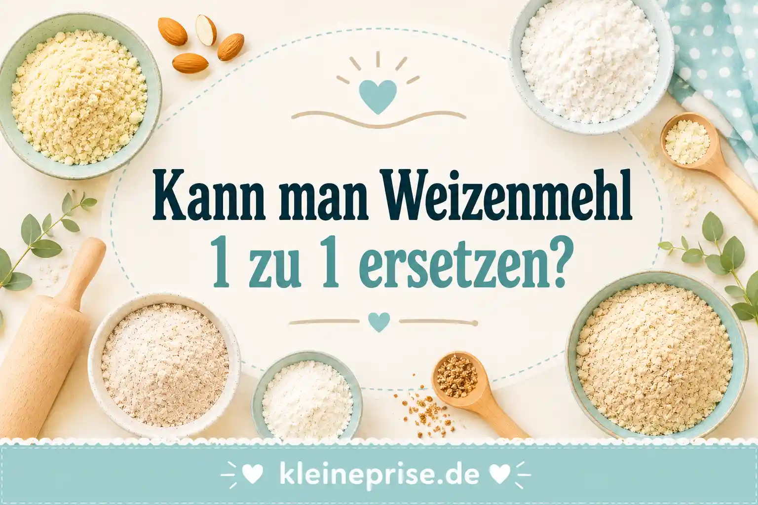 Kann man Weizenmehl 1 zu 1 ersetzen? Infografik erklärt die Frage, ob man Weizenmehl bei Low Carb 1 zu 1 ersetzen kann, mit verschiedenen Mehl-Alternativen und Backzutaten.