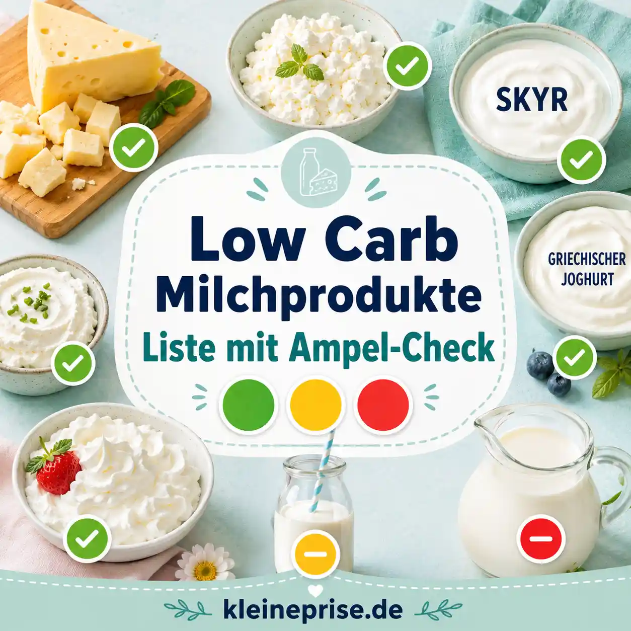 Low Carb Milchprodukte: Liste mit Ampel-Check Low Carb Milchprodukte: Liste mit Ampel-Check | Kleine Prise