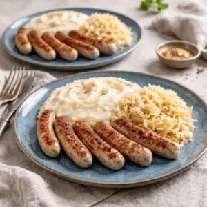 Low Carb Nürnberger Würstchen mit Püree & Sauerkraut Low Carb Nürnberger Würstchen mit Püree & Sauerkraut