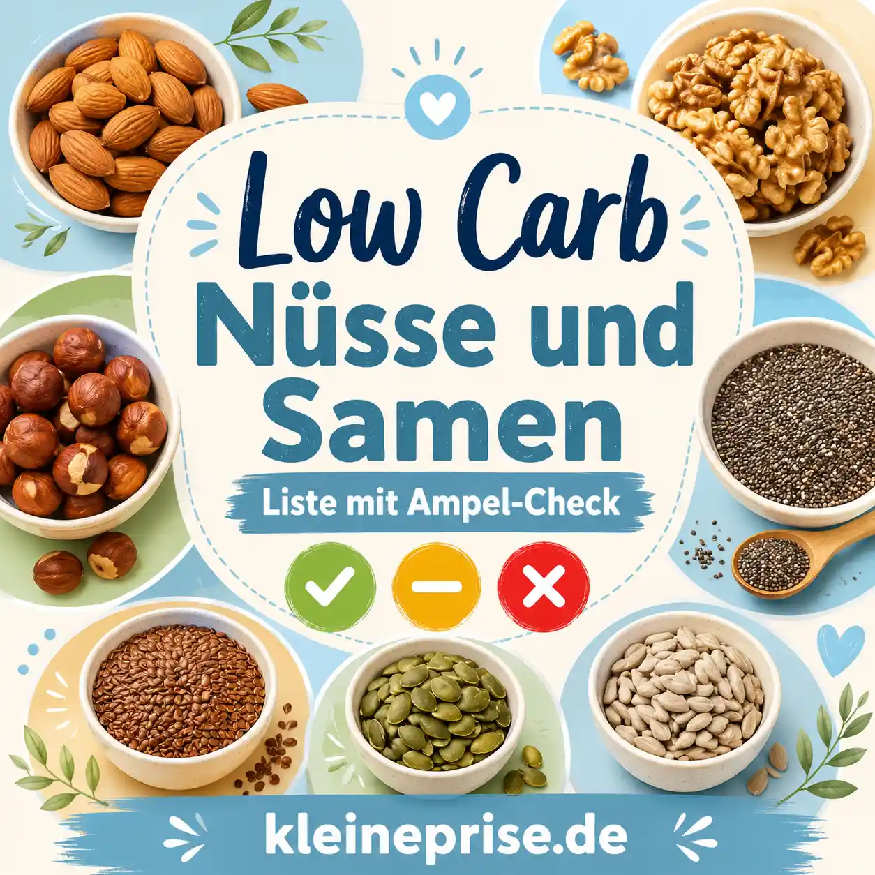 Low Carb Nüsse und Samen: Liste mit Ampel-Check Low Carb Nüsse und Samen: Liste mit Ampel-Check | Kleine Prise