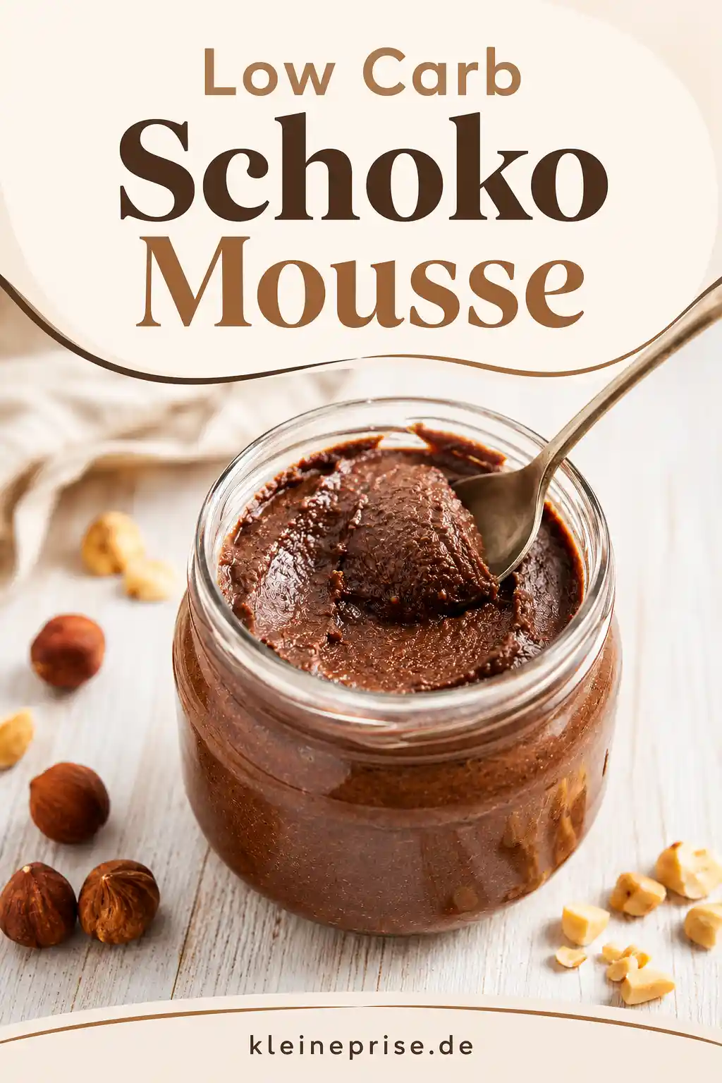 Low Carb Schoko Mousse Pinterest Bild Pinterest Grafik mit Low Carb Schoko Mousse im Glas und großem Rezepttitel