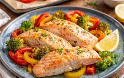 Einfache Rezepte und Spielideen für Kinder Low Carb Ofen-Lachs mit Gemüse