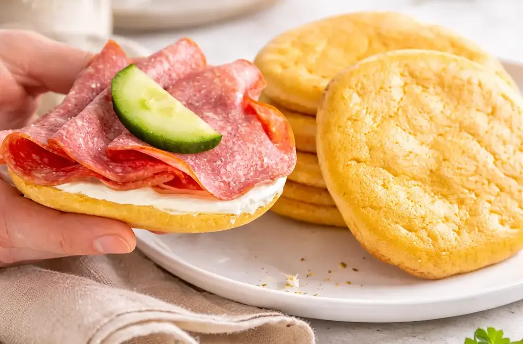 Herzhafte Waffeln mit Schinken und Käse Low Carb Oopsies (Wolkenbrötchen)