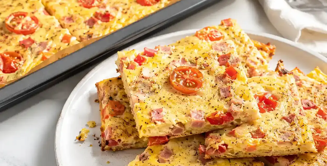 Low Carb Pizza Frittata vom Blech: einfach und herzhaft