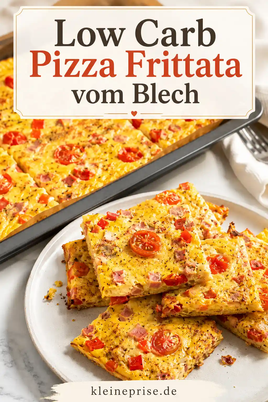 Low Carb Pizza Frittata vom Blech Pinterest Pinterest Grafik für Low Carb Pizza Frittata vom Blech mit gebackener Frittata und Rezepttitel