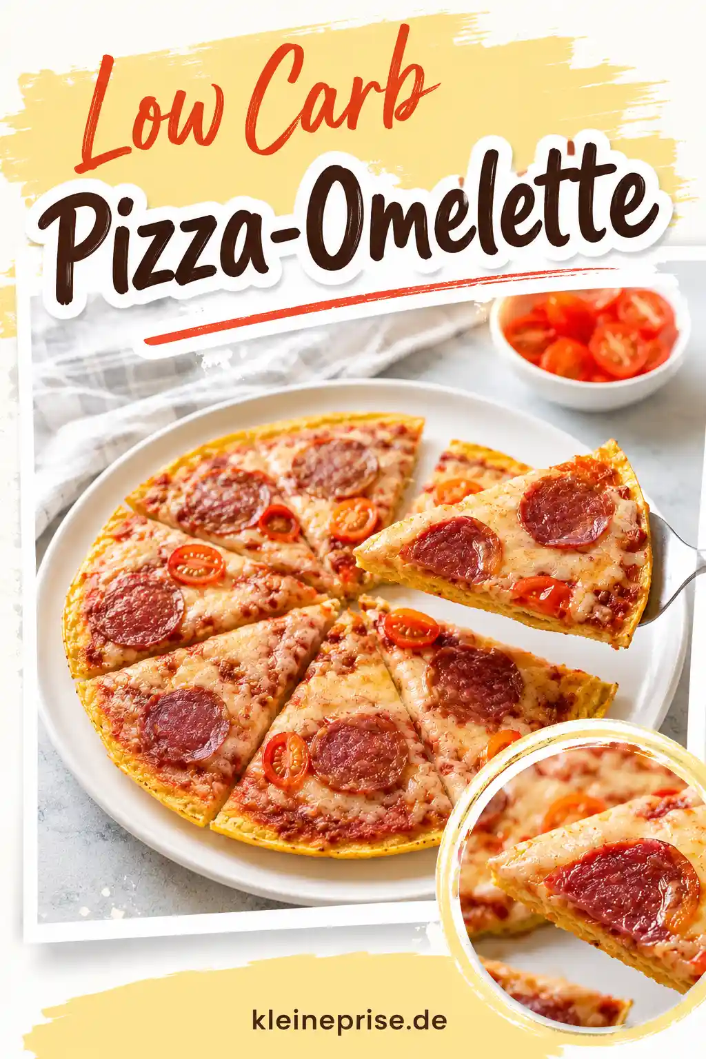 Low Carb Pizza-Omelette Pinterest Bild Pinterest Grafik für Low Carb Pizza-Omelette mit Salami, Käse und Tomaten