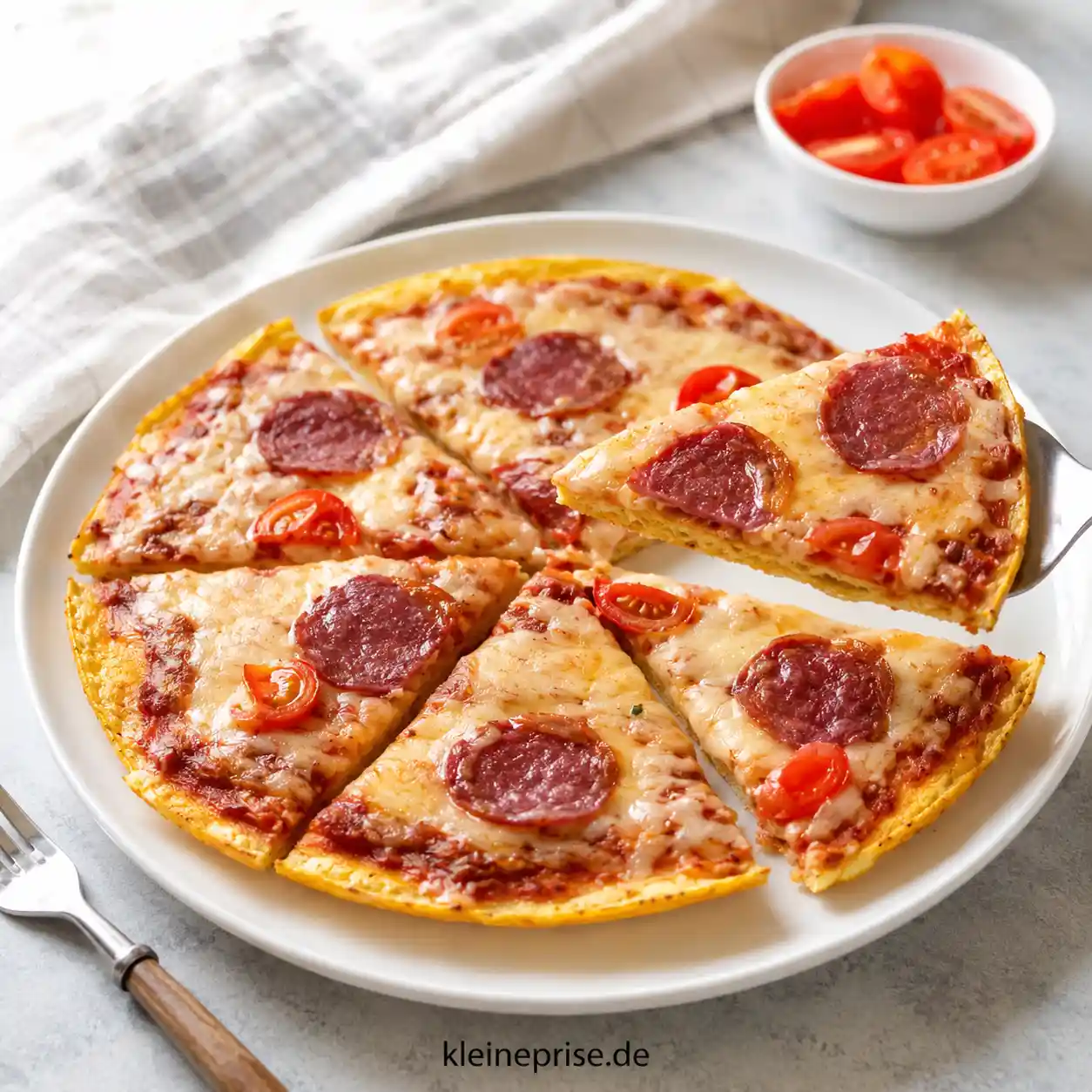 Low Carb Pizza-Omelette aus der Pfanne Low Carb Pizza-Omelette aus der Pfanne | Kleine Prise