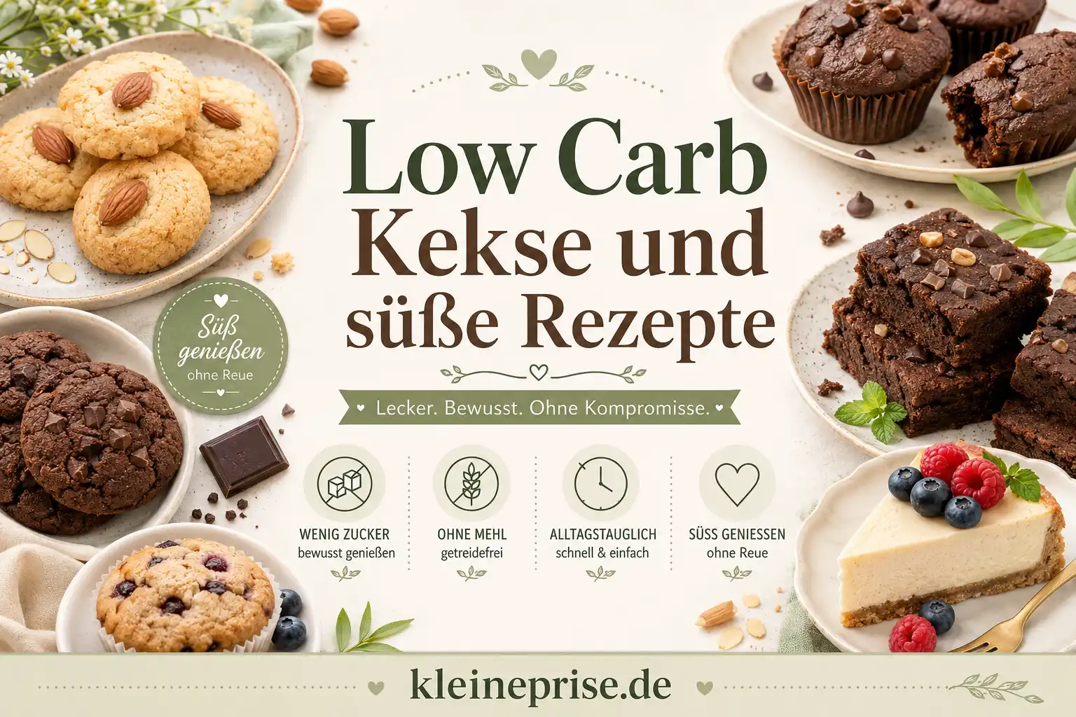 Low Carb Kekse und süße Rezepte Low Carb Kekse und süße Rezepte mit Schokokeksen, Muffins, Brownies, Cheesecake und Beeren