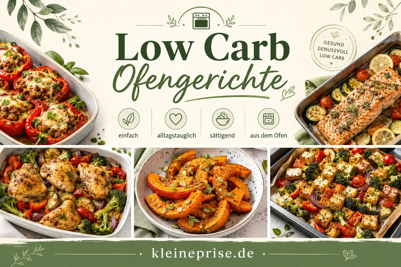 Low Carb Ofengerichte Low Carb Ofengerichte mit gefüllter Paprika, Ofengemüse, Lachs, Hähnchen und Blechgericht