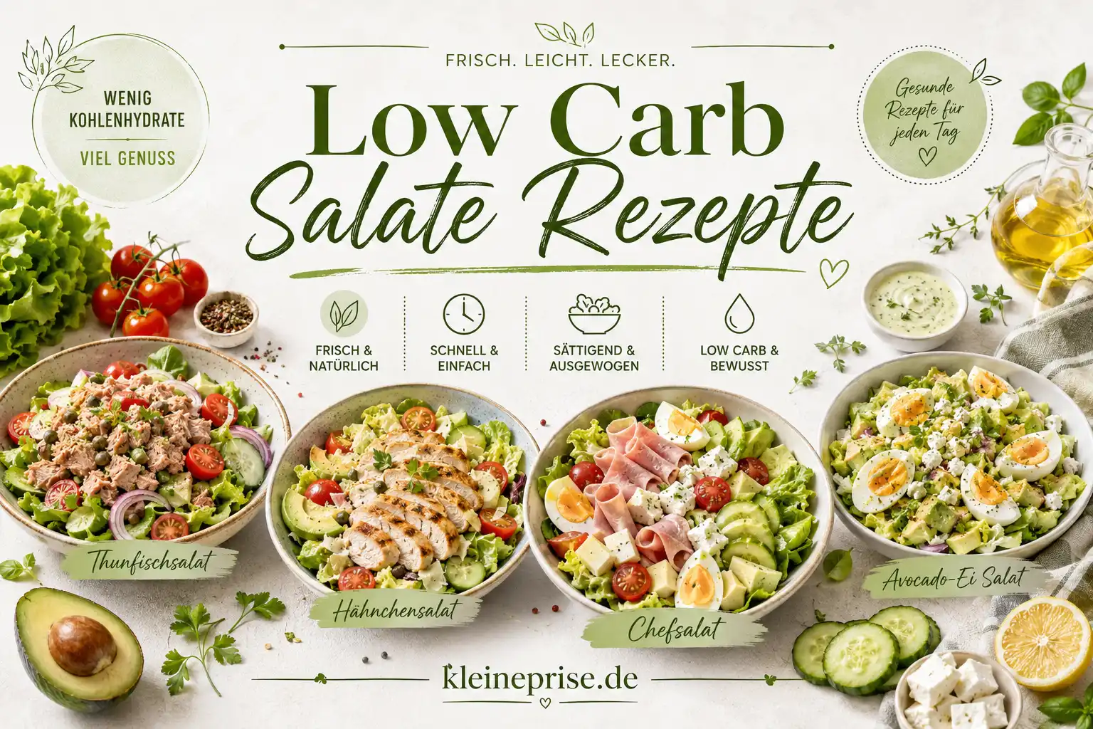 Low Carb Salate Rezepte Low Carb Salate Rezepte mit Thunfischsalat, Hähnchensalat, Chef Salat und Avocado Ei Salat