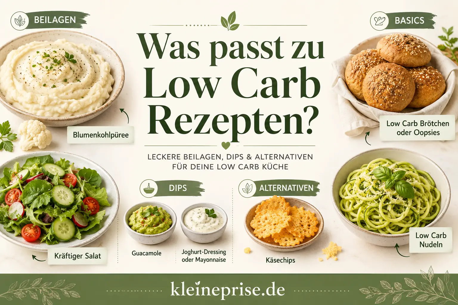 Was passt zu Low Carb Rezepten Was passt zu Low Carb Rezepten mit Blumenkohlpüree, Low Carb Brötchen, Oopsies, Low Carb Nudeln, Guacamole, Mayonnaise und Käsechips