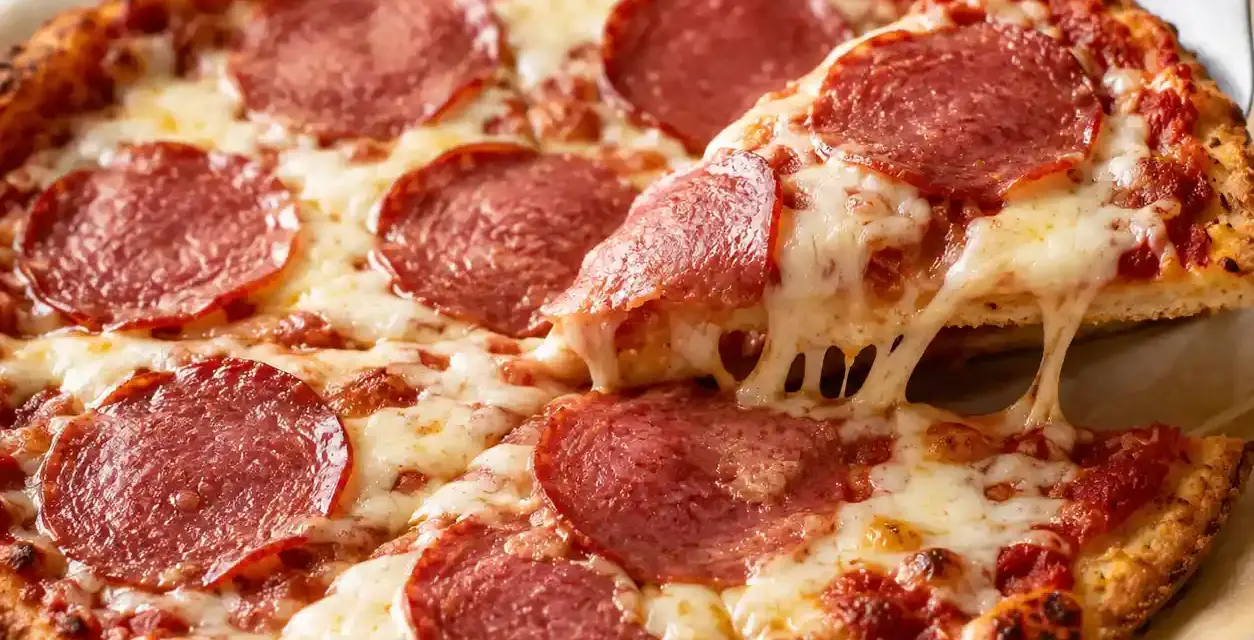 Low Carb Salami Pizza mit einfachem Käseboden