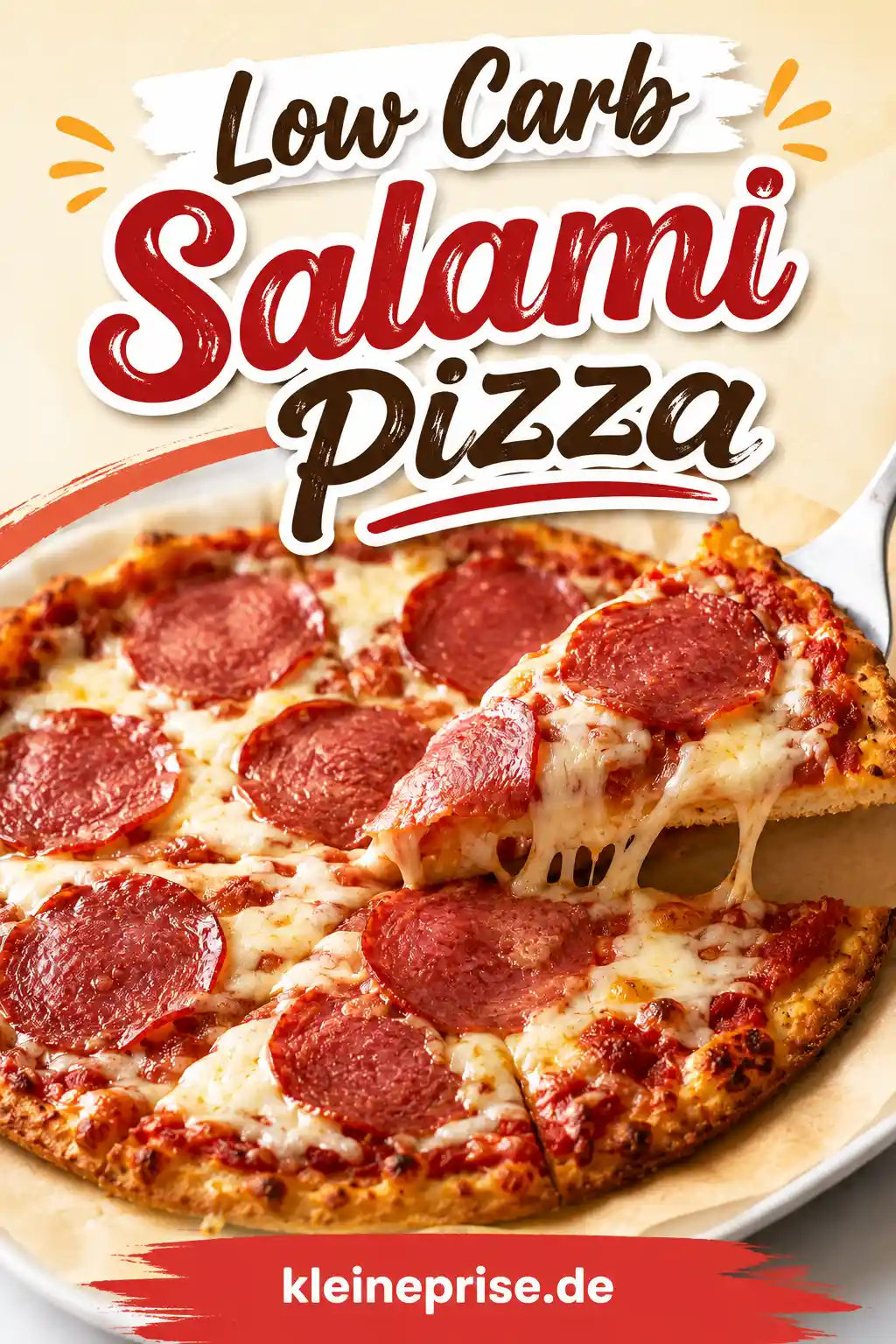 Low Carb Salami Pizza Rezept für Pinterest Pinterest Grafik für Low Carb Salami Pizza mit Käseboden und Salami