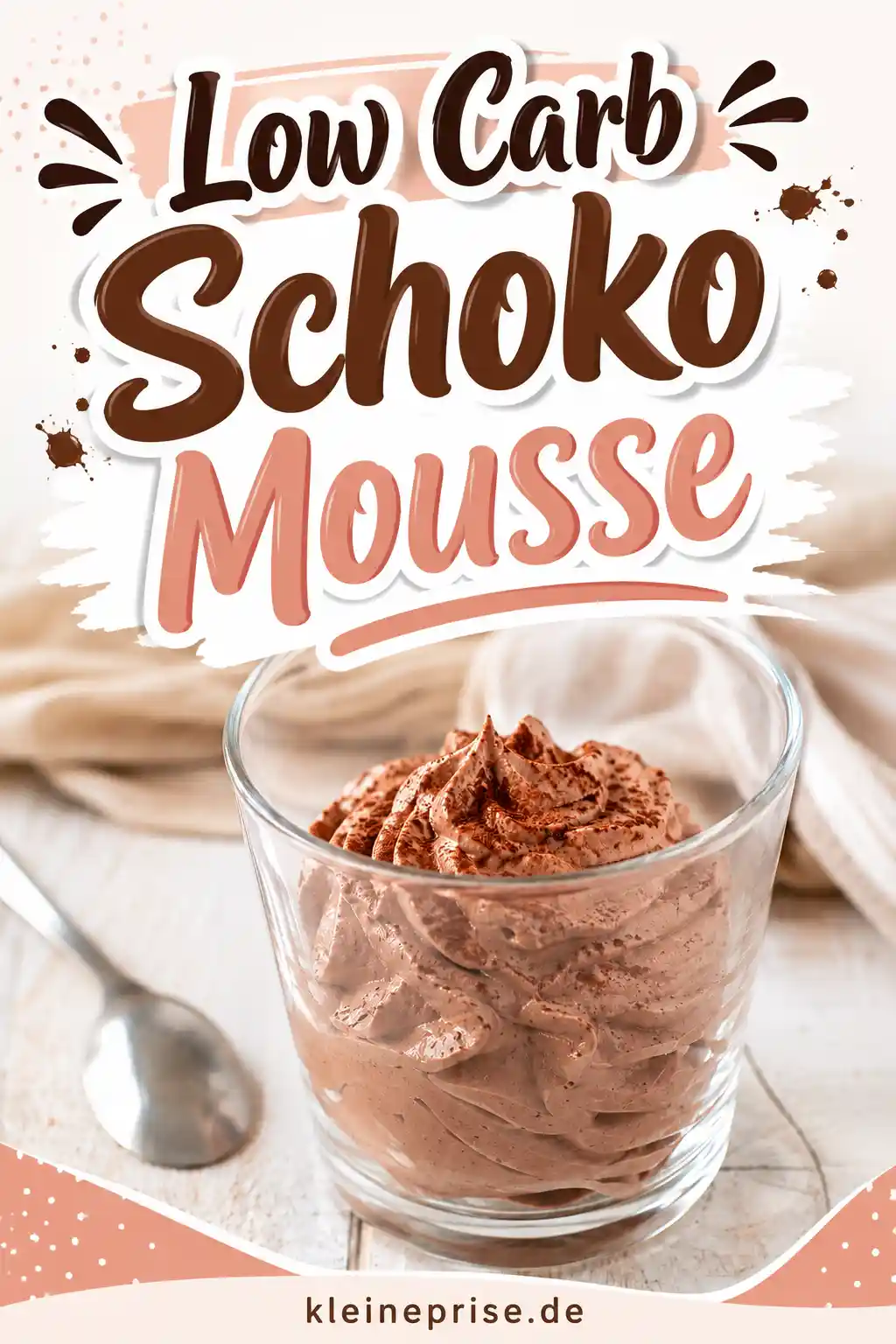 Low Carb Schoko Mousse Pinterest Bild Pinterest Bild mit Low Carb Schoko Mousse im Glas und auffälligem Schriftzug Low Carb Schoko Mousse
