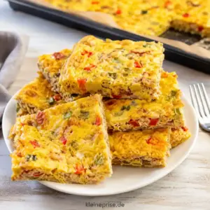 Low Carb Thunfisch-Frittata vom Blech mit Paprika Low Carb Thunfisch Frittata vom Blech mit Paprika, Frühlingszwiebeln und Käse