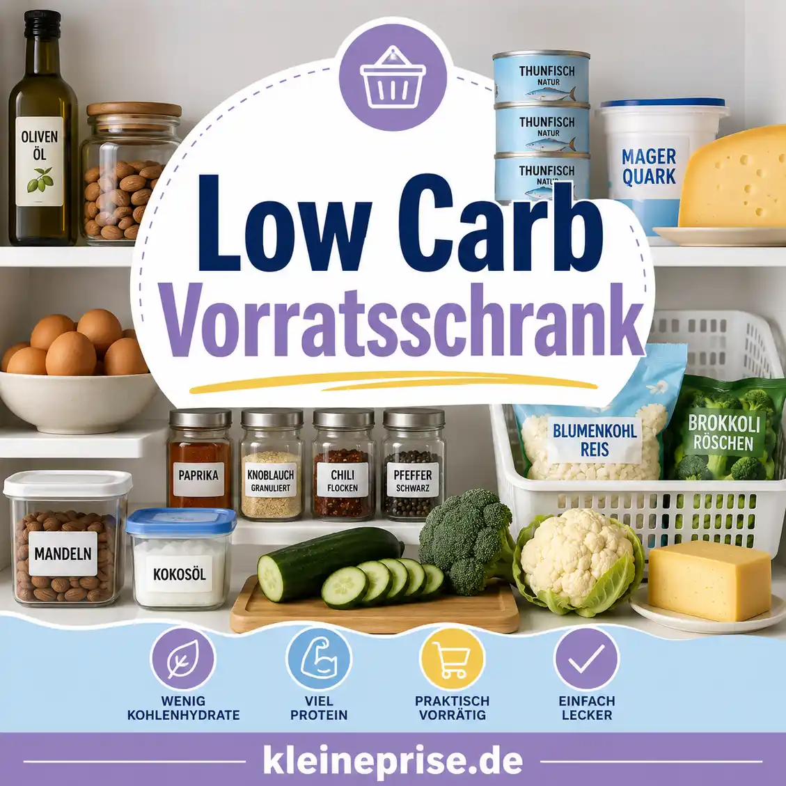 Low Carb Vorratsschrank: Diese Basics solltest du zu Hause haben Low Carb Vorratsschrank: Diese Basics solltest du zu Hause haben | Kleine Prise