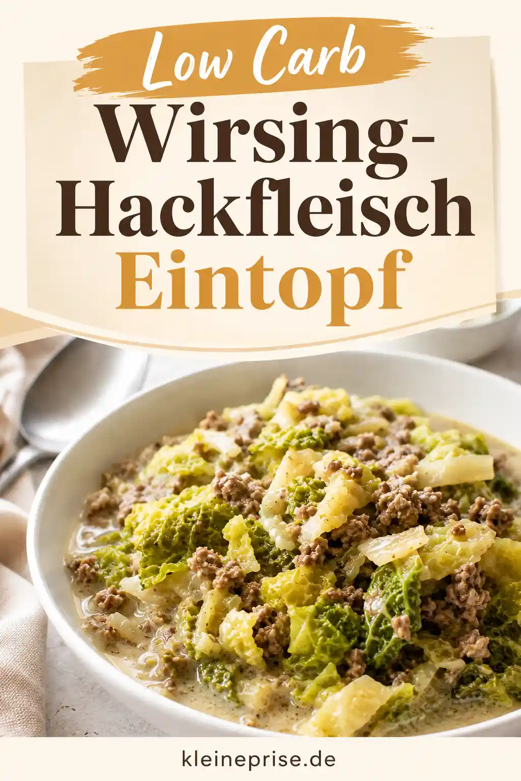 Low Carb Wirsing Hackfleisch Eintopf Pinterest Pinterest Grafik für Low Carb Wirsing Hackfleisch Eintopf mit Rezeptfoto und Überschrift