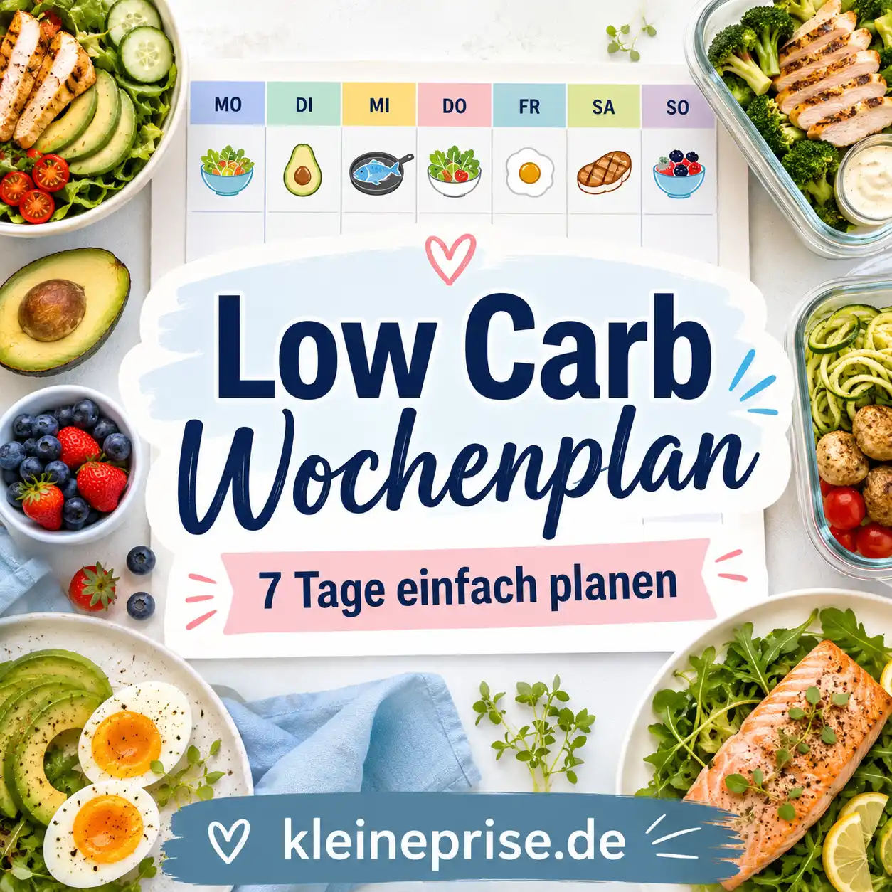Low Carb Wochenplan: 7 Tage einfach planen Low Carb Wochenplan: 7 Tage einfach planen | Kleine Prise