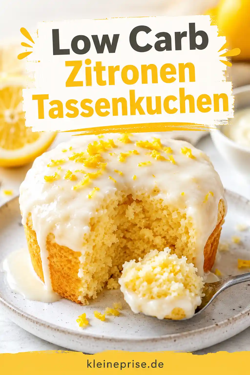 Low Carb Zitronen Tassenkuchen Pinterest Pinterest Grafik für Low Carb Zitronen Tassenkuchen mit angeschnittenem Zitronenkuchen